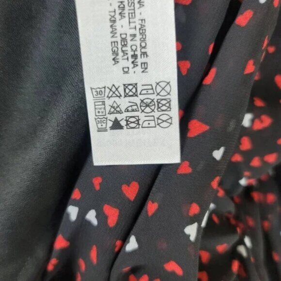 Zara Heart Print Mini Dress Ruched Long Sleeve V-Neck Party Dress - Picture 11 of 13